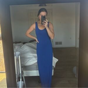 Long Blue Sleeveless Dress